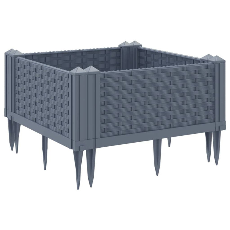 vidaXL Garden Planter with Pegs Blue Grey 42.5x42.5x28.5 cm PP