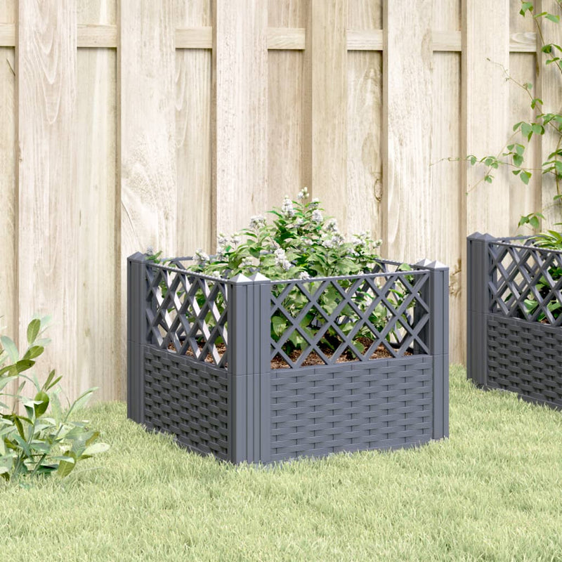 vidaXL Garden Planter with Pegs Blue Grey 43.5x43.5x43.5 cm PP