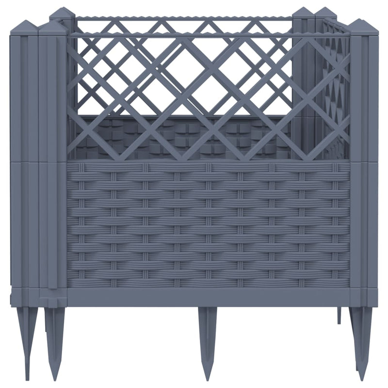 vidaXL Garden Planter with Pegs Blue Grey 43.5x43.5x43.5 cm PP