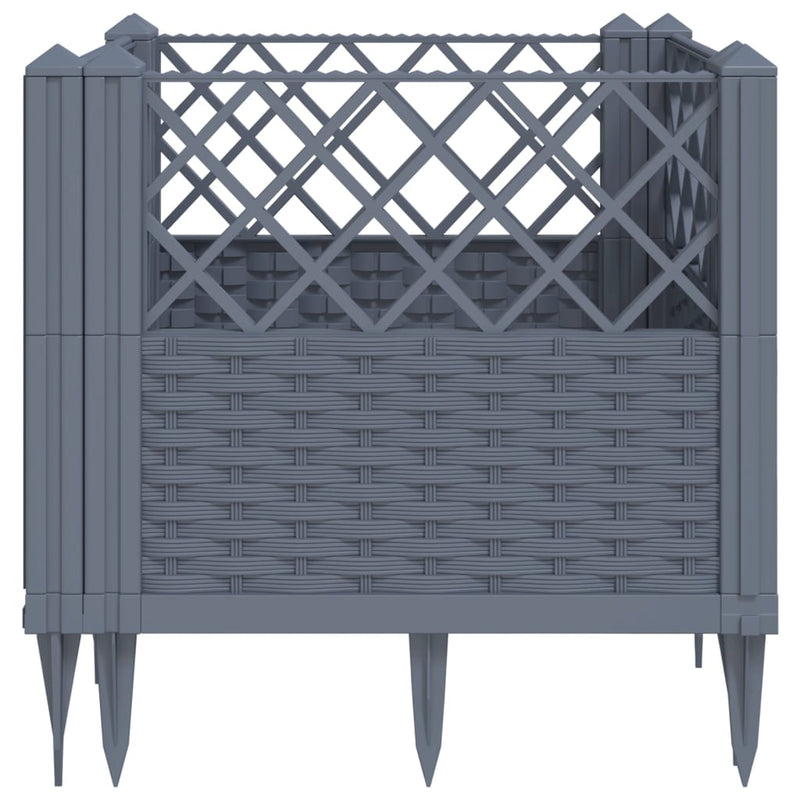 vidaXL Garden Planter with Pegs Blue Grey 43.5x43.5x43.5 cm PP