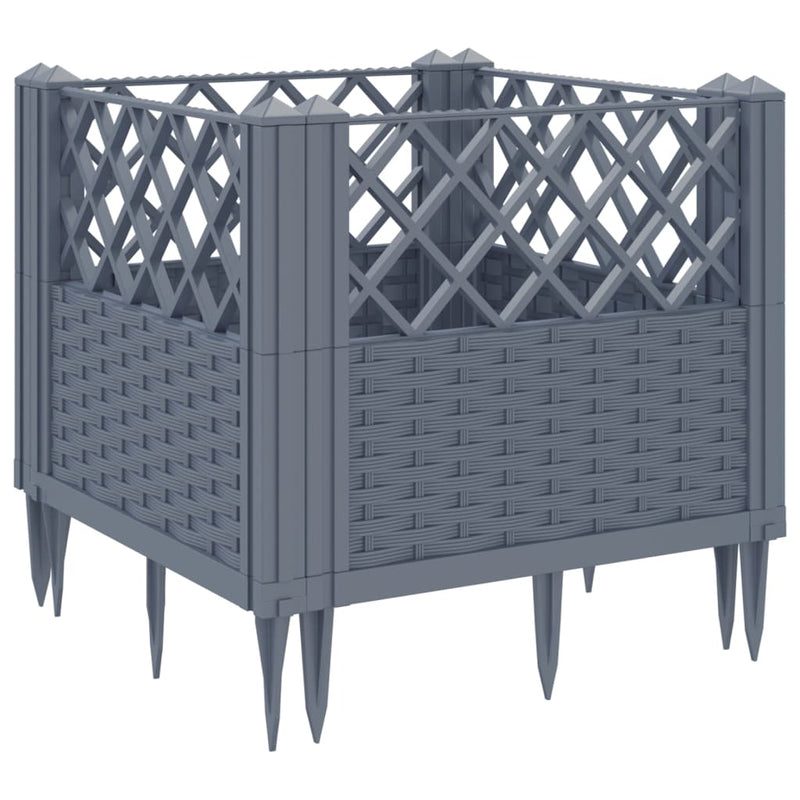 vidaXL Garden Planter with Pegs Blue Grey 43.5x43.5x43.5 cm PP