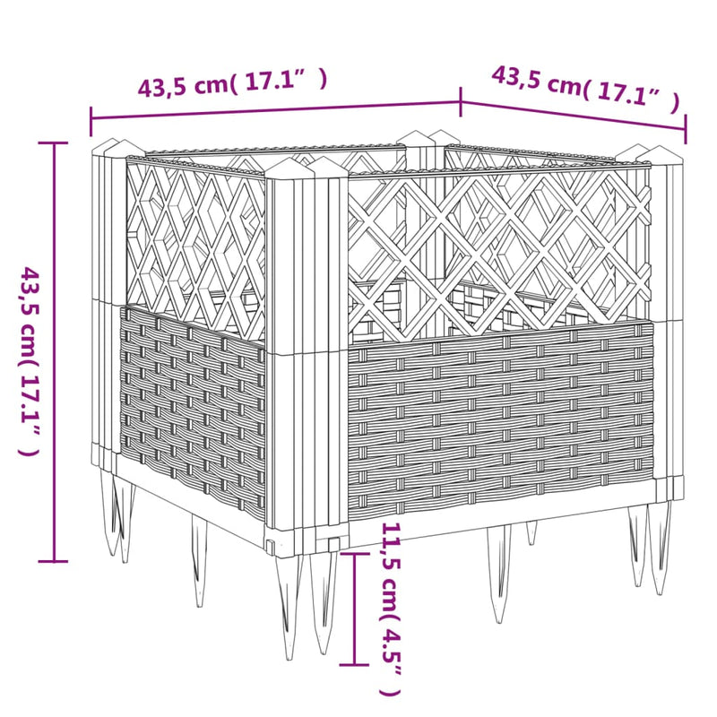 Garden Planter with Pegs Grey 43.5x43.5x43.5 cm PP