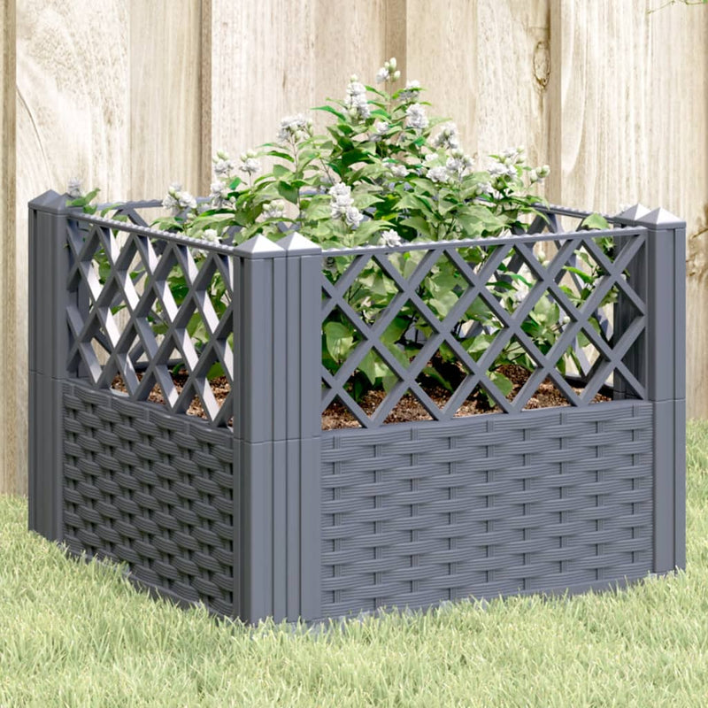 vidaXL Garden Planter with Pegs Blue Grey 43.5x43.5x43.5 cm PP