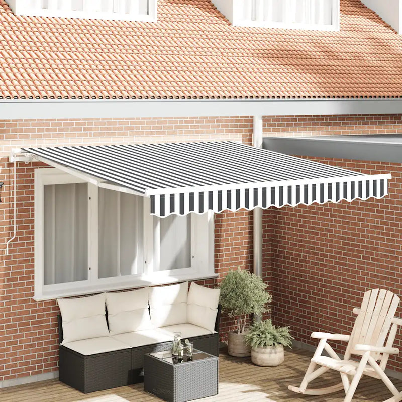 Manual Retractable Awning Anthracite&White 300x250 cm