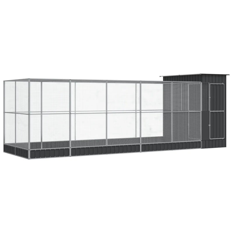 Aviary with Extension Silver 623x203x216 cm Steel