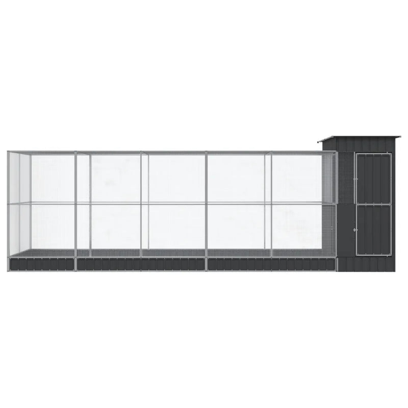 Aviary with Extension Silver 623x203x216 cm Steel