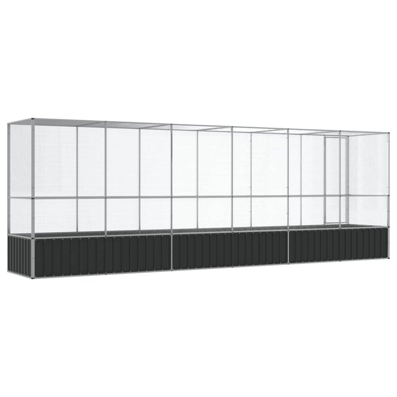 vidaXL Aviary with Extension Silver 626.5x107x212 cm Steel