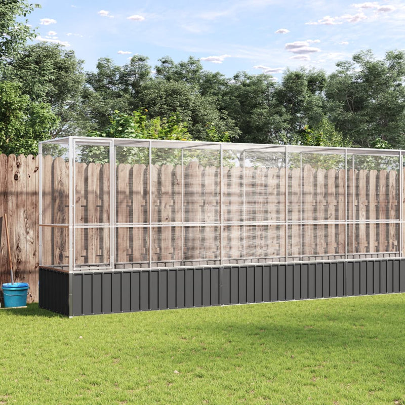 vidaXL Aviary with Extension Silver 834.5x107x212 cm Steel