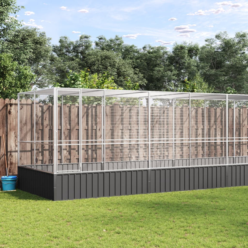 vidaXL Aviary with Extension Silver 1039x207x212 cm Steel