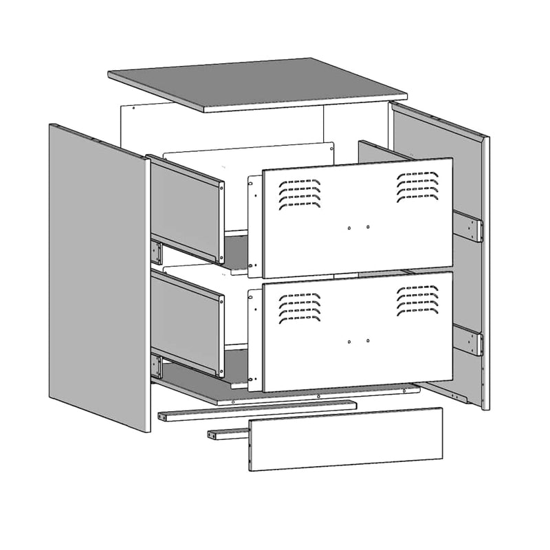 vidaXL Bedside Cabinets 2 pcs Black 34.5x39x44 cm Steel