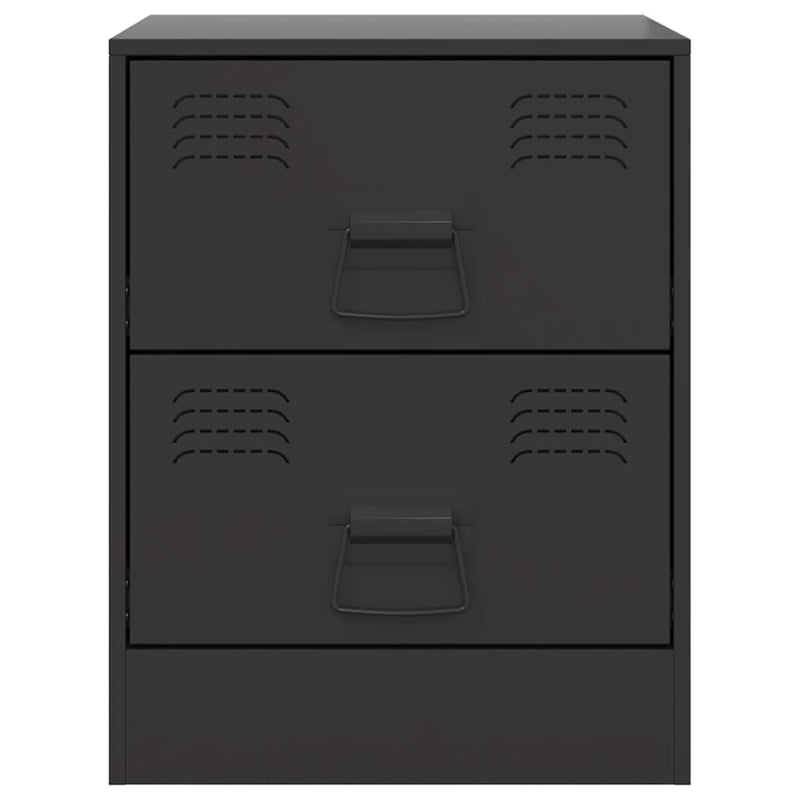 vidaXL Bedside Cabinets 2 pcs Black 34.5x39x44 cm Steel
