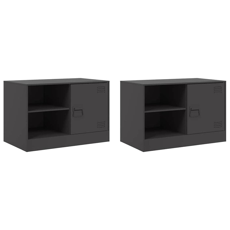vidaXL TV Cabinets 2 pcs Black 67x39x44 cm Steel