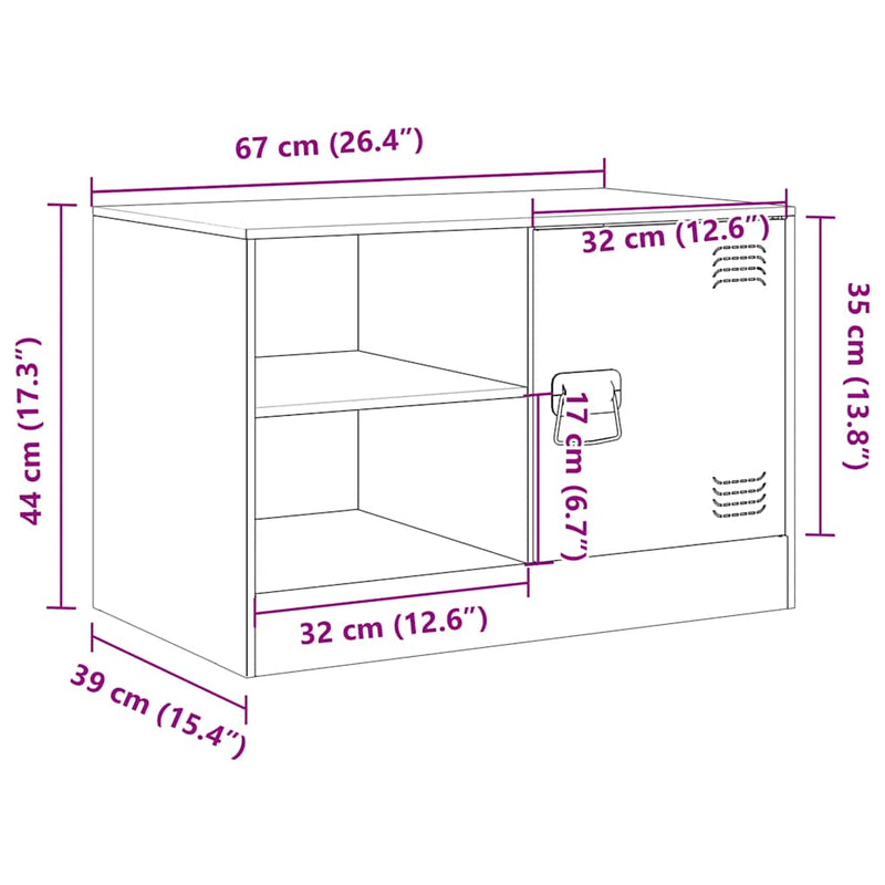 vidaXL TV Cabinets 2 pcs Black 67x39x44 cm Steel