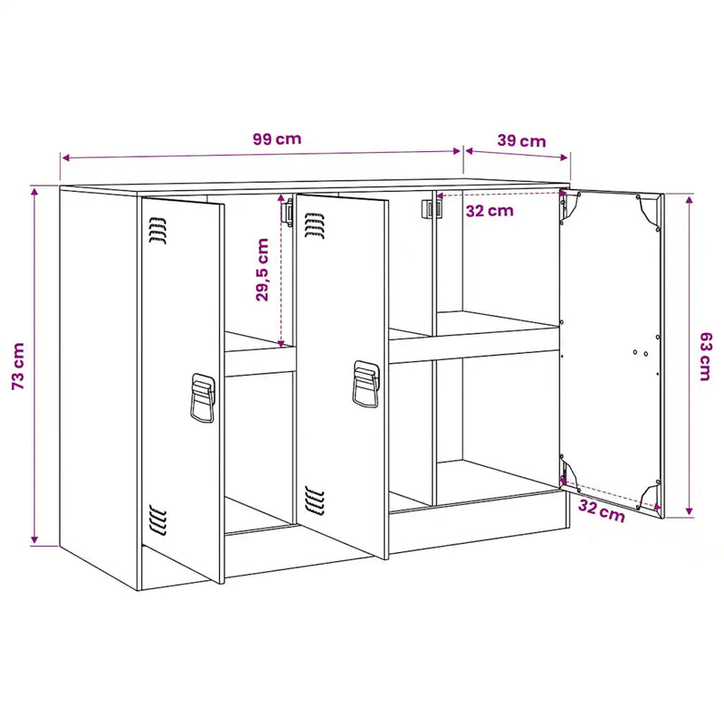 Sideboard Black 99x39x73 cm Steel