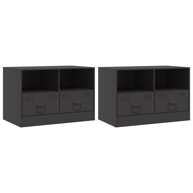 vidaXL TV Cabinets 2 pcs Black 67x39x44 cm Steel