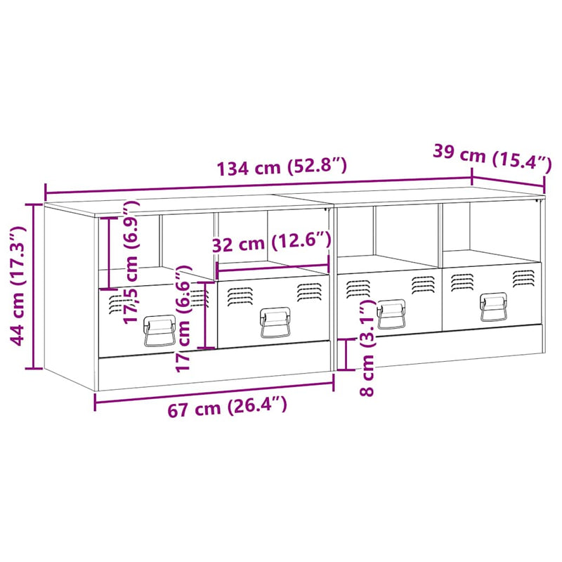 vidaXL TV Cabinets 2 pcs Black 67x39x44 cm Steel