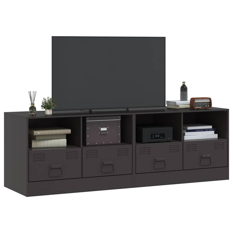 vidaXL TV Cabinets 2 pcs Black 67x39x44 cm Steel