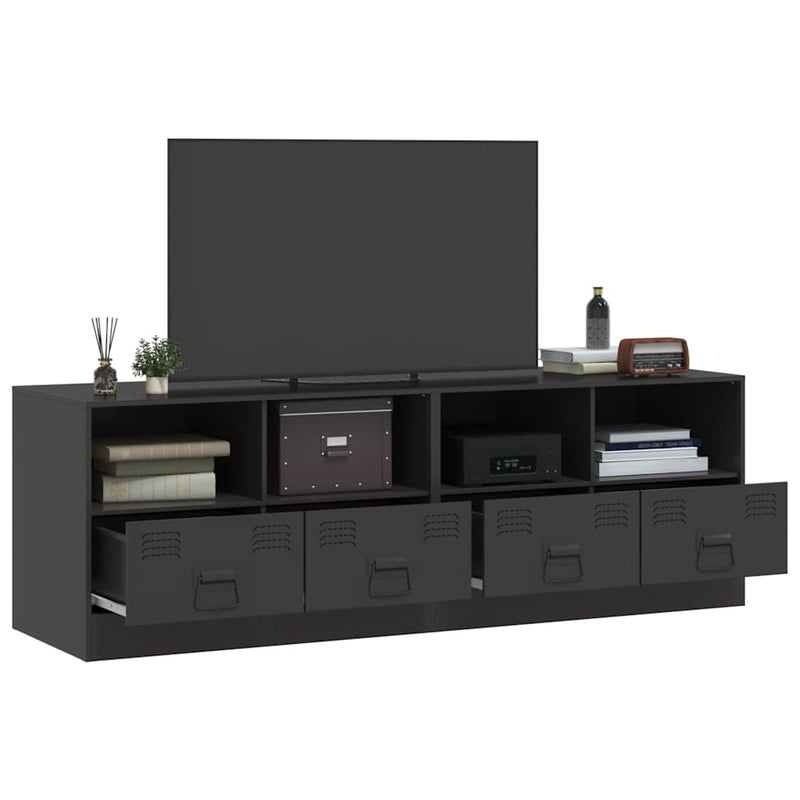 vidaXL TV Cabinets 2 pcs Black 67x39x44 cm Steel