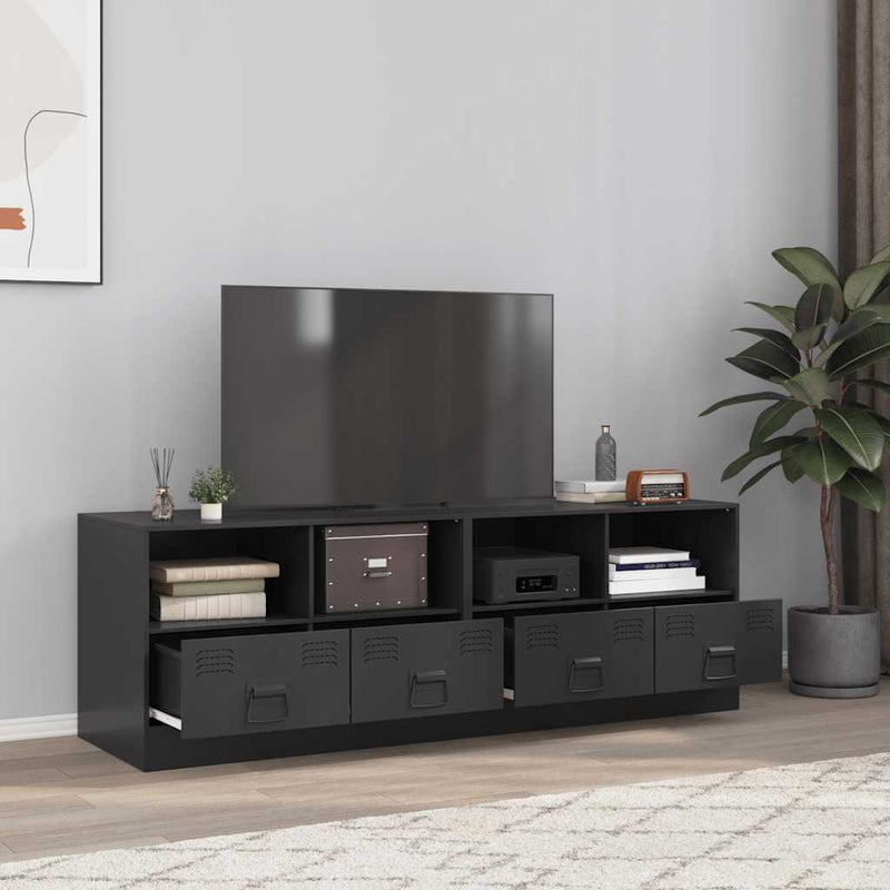 vidaXL TV Cabinets 2 pcs Black 67x39x44 cm Steel
