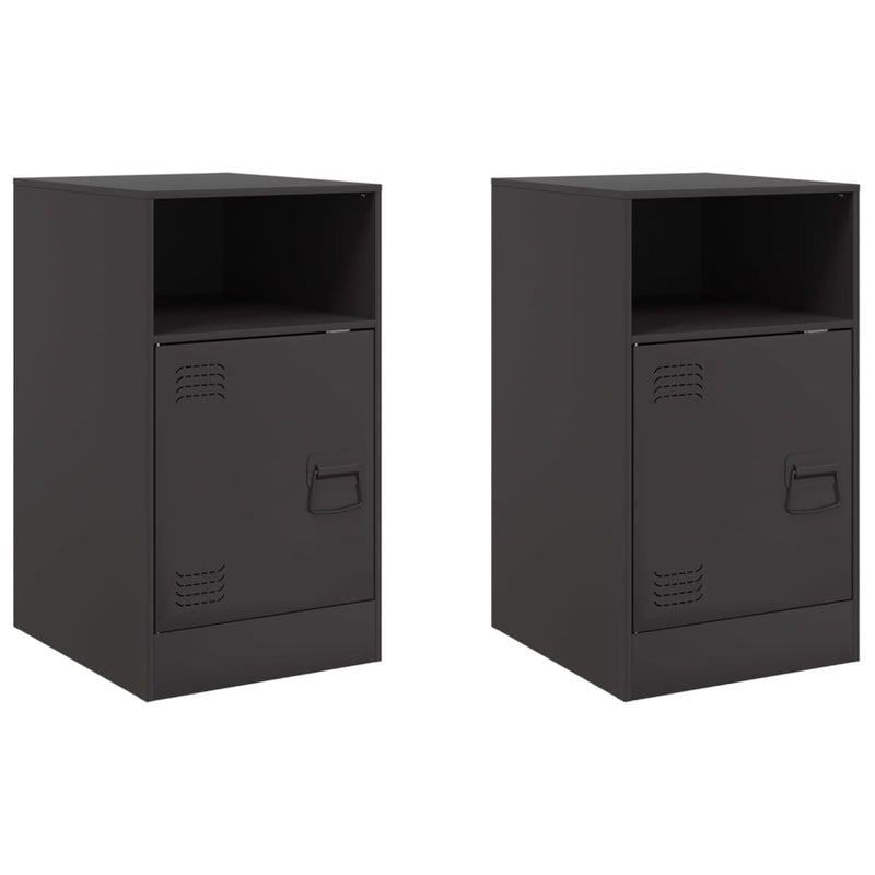 vidaXL Bedside Cabinets 2 pcs Black 34.5x39x62 cm Steel