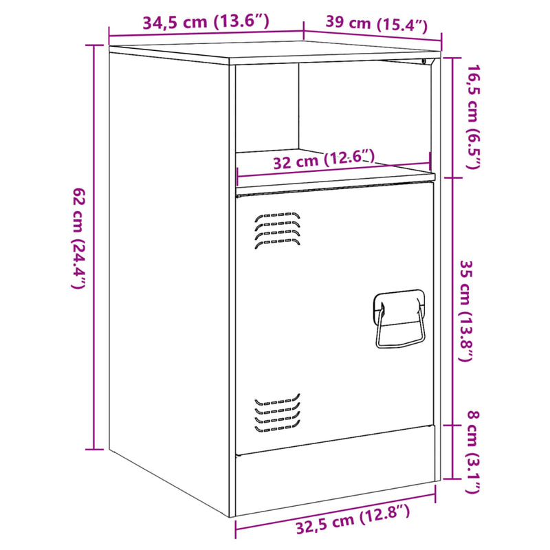 vidaXL Bedside Cabinets 2 pcs Black 34.5x39x62 cm Steel