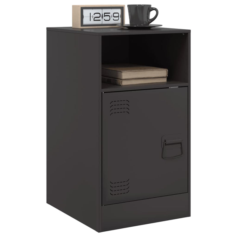 vidaXL Bedside Cabinets 2 pcs Black 34.5x39x62 cm Steel