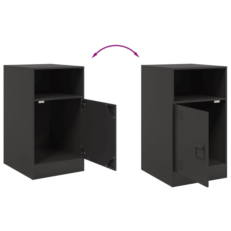 vidaXL Bedside Cabinets 2 pcs Black 34.5x39x62 cm Steel