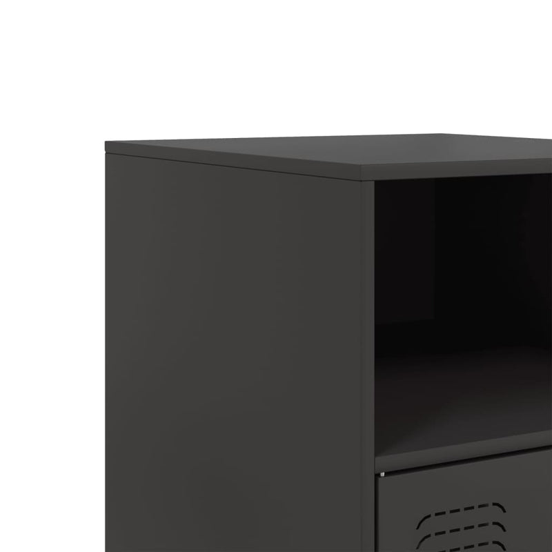 vidaXL Bedside Cabinets 2 pcs Black 34.5x39x62 cm Steel