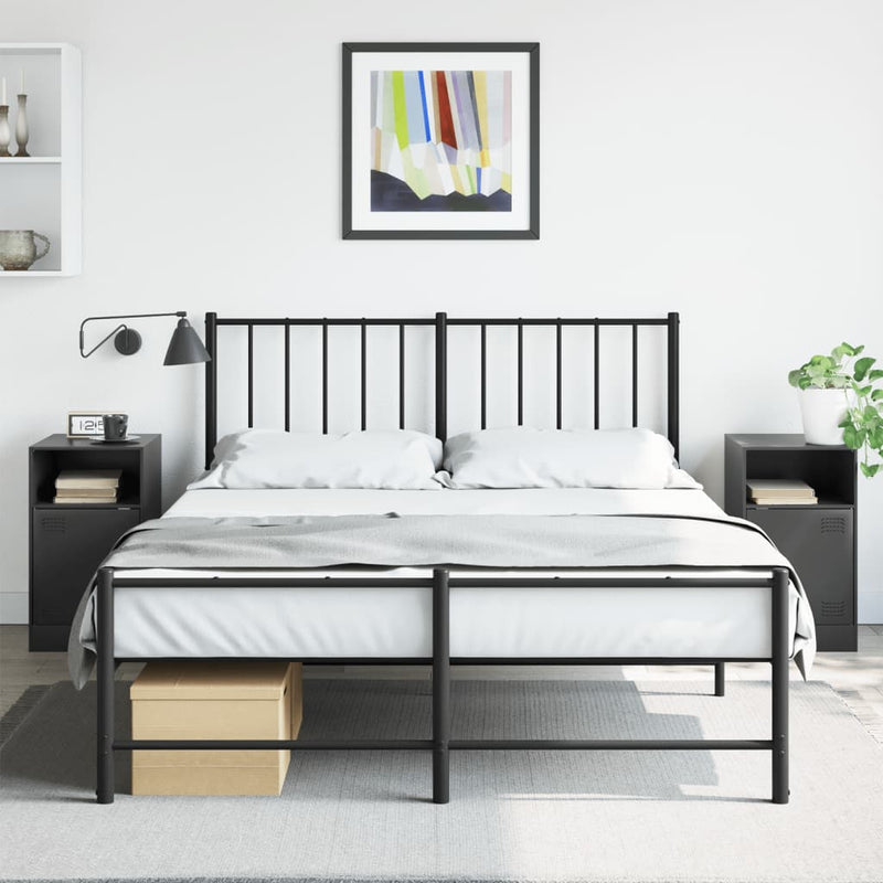 vidaXL Bedside Cabinets 2 pcs Black 34.5x39x62 cm Steel