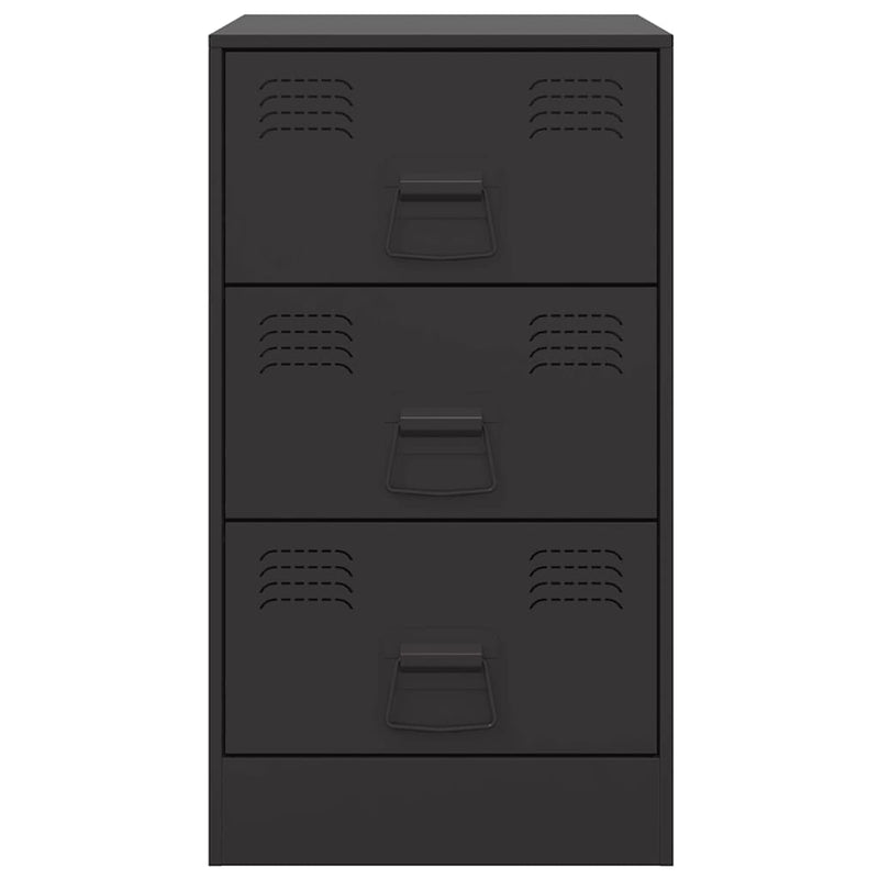 vidaXL Bedside Cabinets 2pcs Black 34.5x39x62 cm Steel