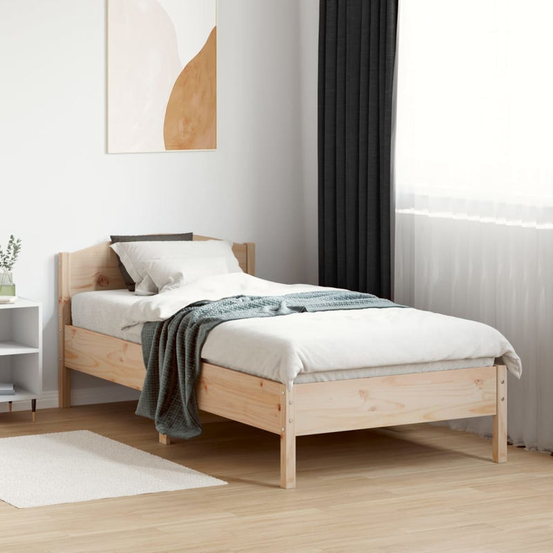 Bed Frame with Headboard 90x190 cm Solid Wood Pine