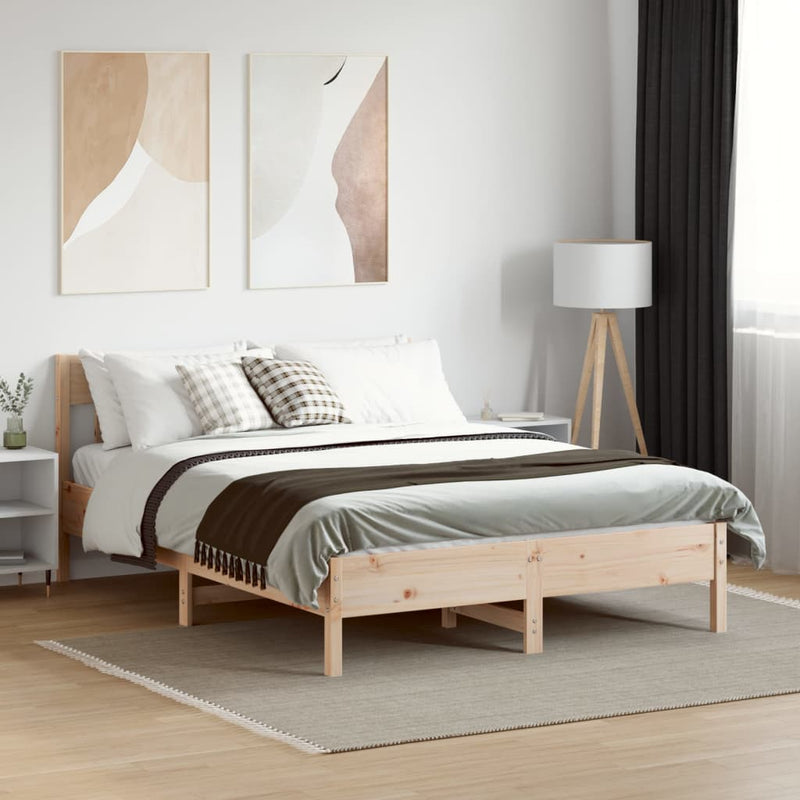 Bed Frame with Headboard 150x200 cm Solid Wood Pine