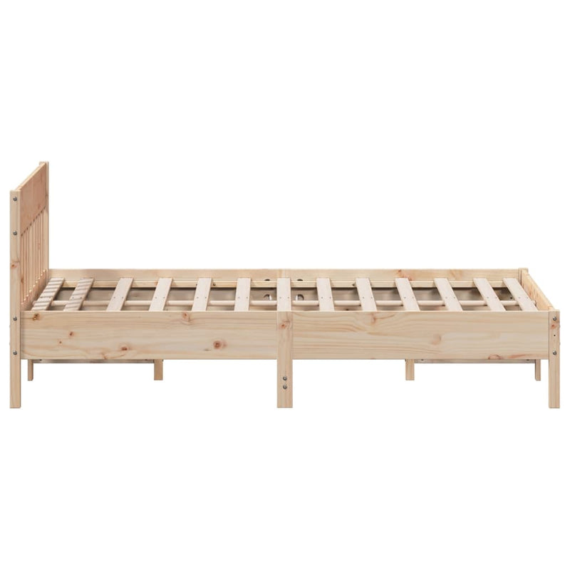 Bed Frame with Headboard 150x200 cm Solid Wood Pine