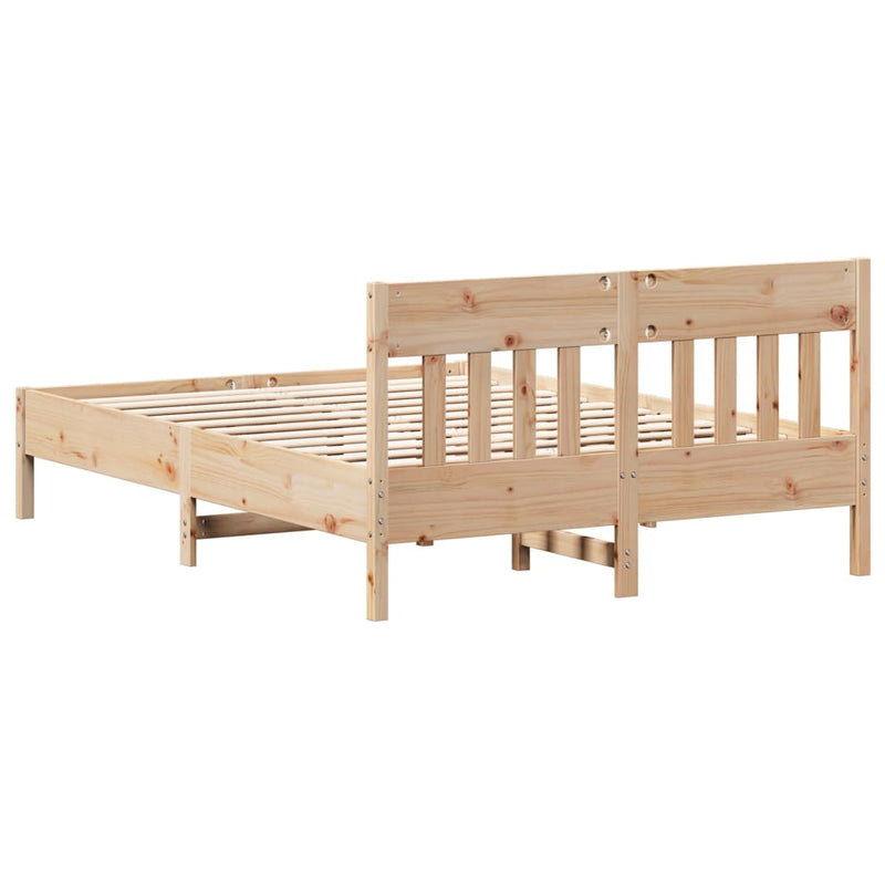 Bed Frame with Headboard 150x200 cm Solid Wood Pine