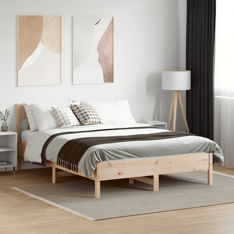 vidaXL Bed Frame without Mattress 135x190 cm Solid Wood Pine