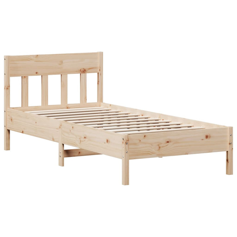 Bed Frame with Headboard 90x190 cm Solid Wood Pine