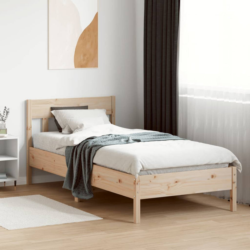 Bed Frame with Headboard 90x190 cm Solid Wood Pine