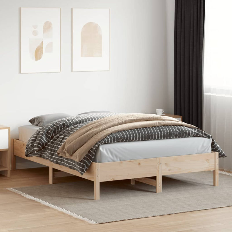 Bed Frame 150x200 cm Solid Wood Pine