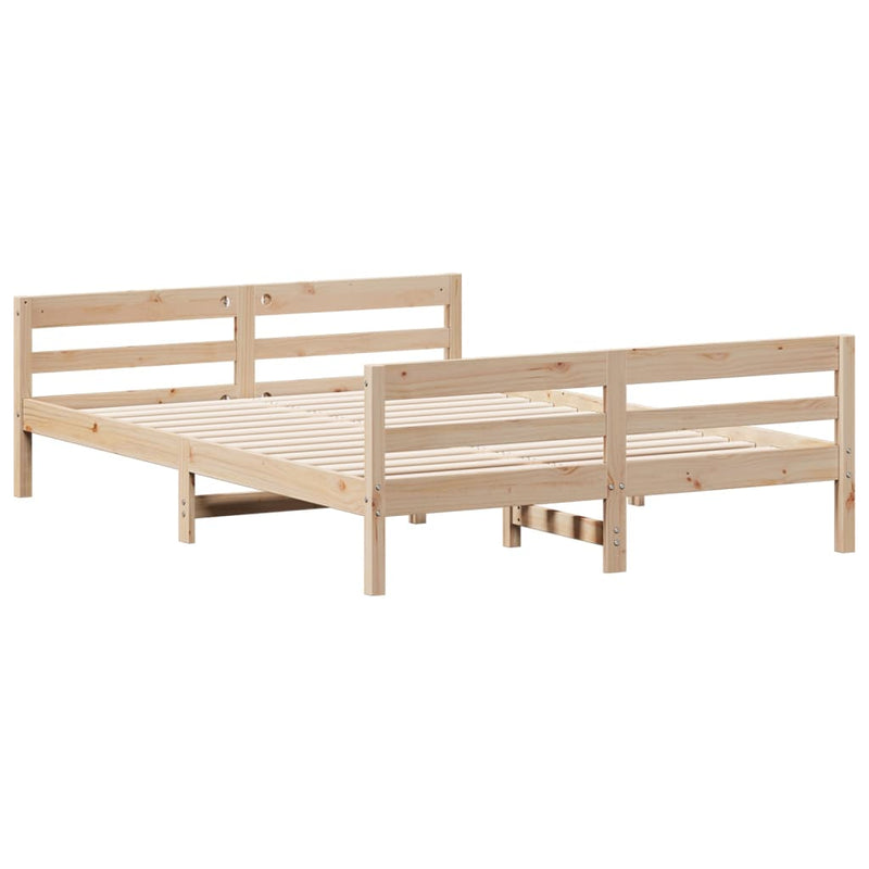 Bed Frame with Headboard 137x187 cm Double Size Solid Wood Pine