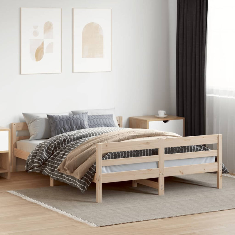vidaXL Bed Frame without Mattress 137x187 cm Double Solid Wood Pine