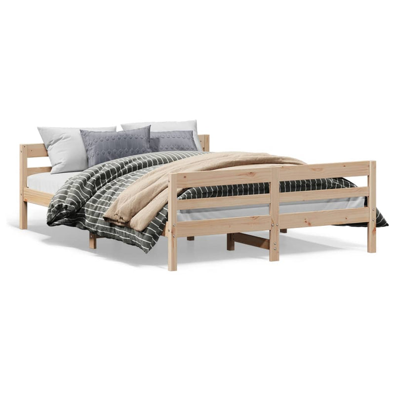 vidaXL Bed Frame without Mattress 137x187 cm Double Solid Wood Pine