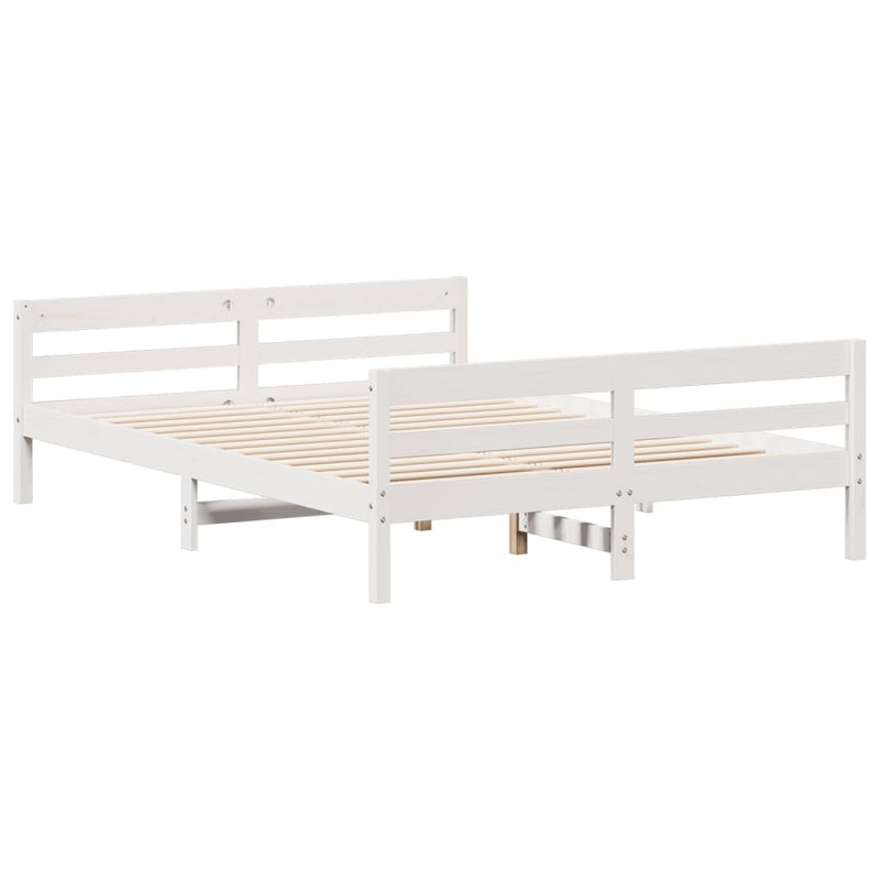 vidaXL Bed Frame without Mattress White 137x187 cm Double Solid Wood Pine