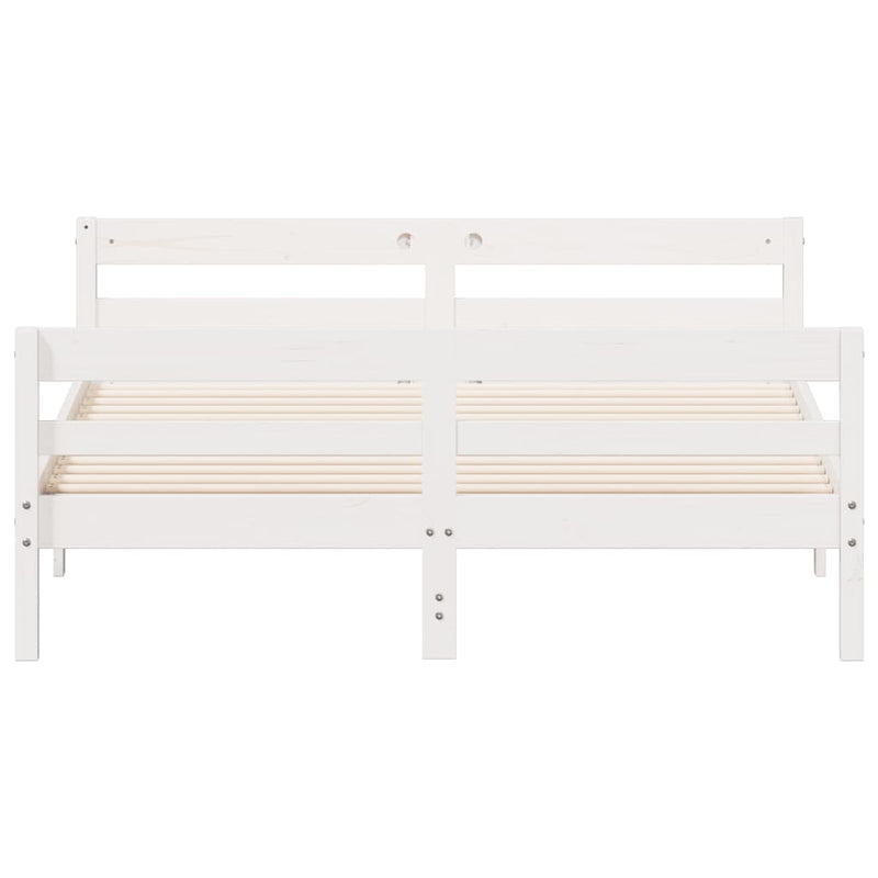 vidaXL Bed Frame without Mattress White 137x187 cm Double Solid Wood Pine