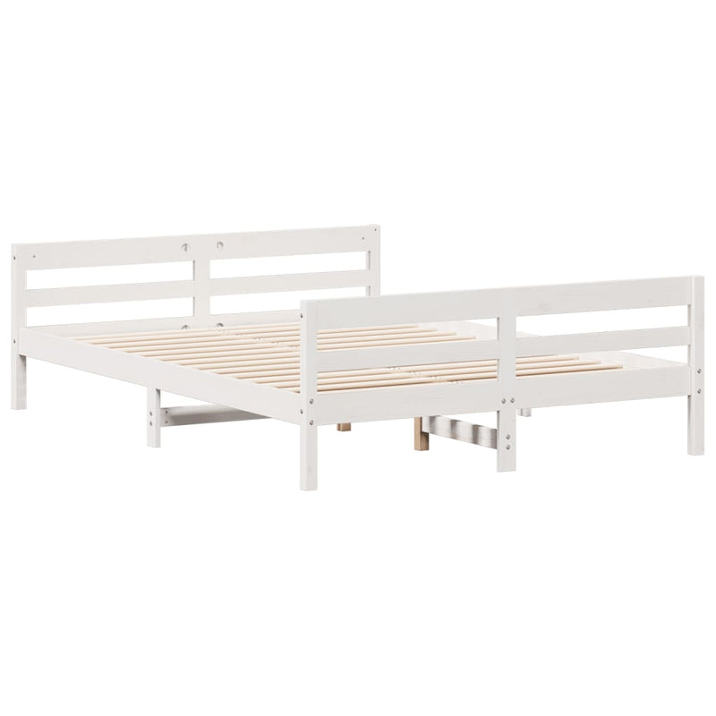 vidaXL Bed Frame without Mattress White 137x187 cm Double Solid Wood Pine