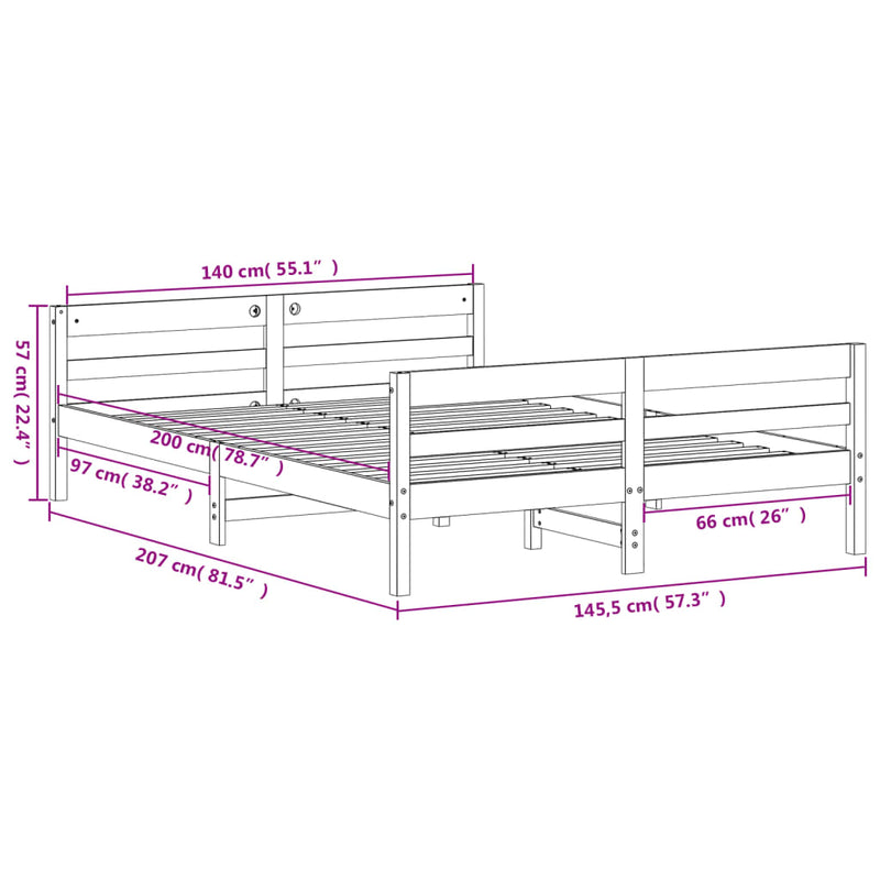 vidaXL Bed Frame without Mattress White 137x187 cm Double Solid Wood Pine