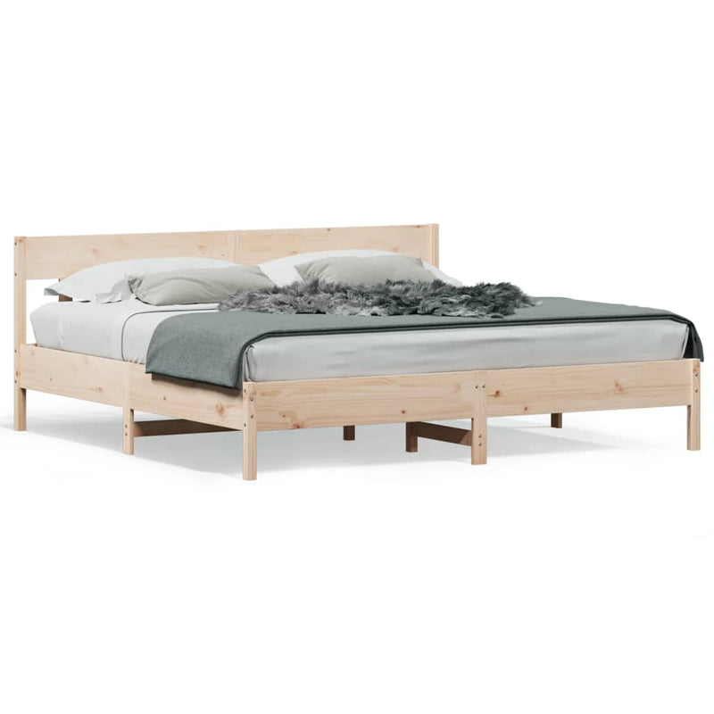 vidaXL Bed Frame without Mattress 183x203 cm King Solid Wood Pine
