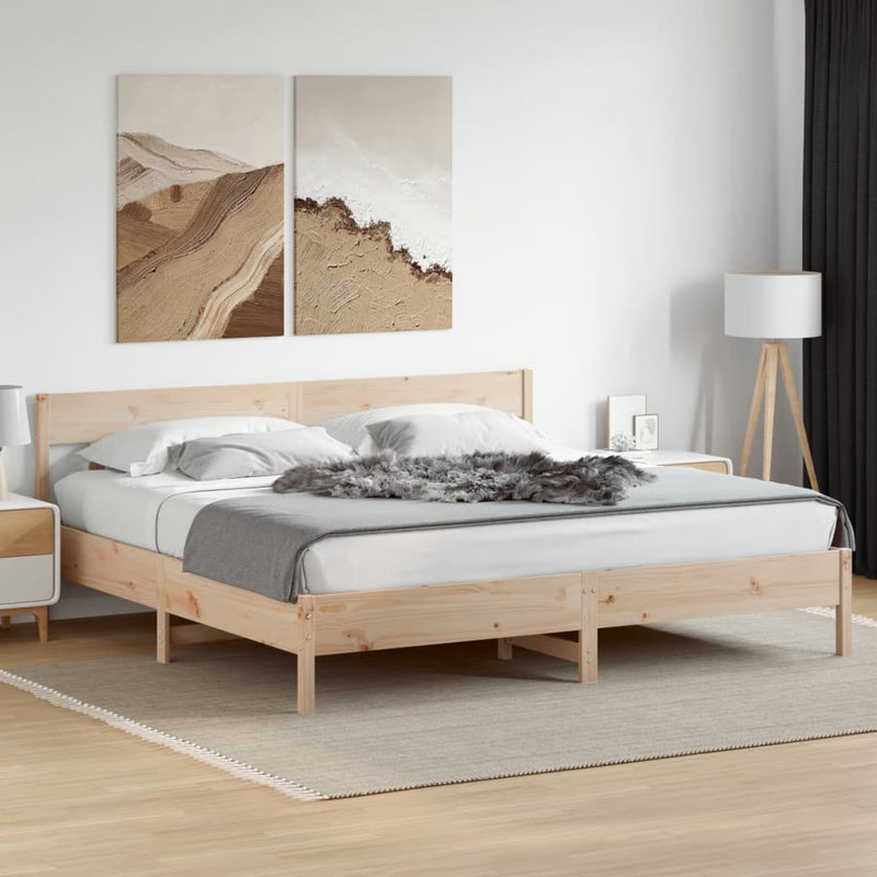 Bed Frame with Headboard 183x203 cm King Size Solid Wood Pine