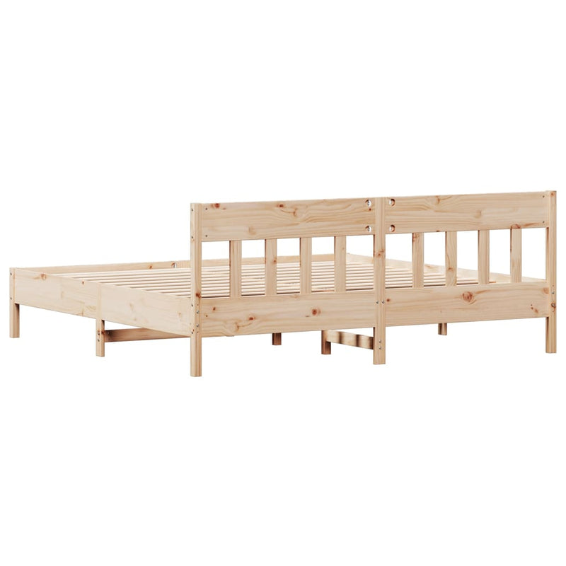 Bed Frame with Headboard 183x203 cm King Size Solid Wood Pine