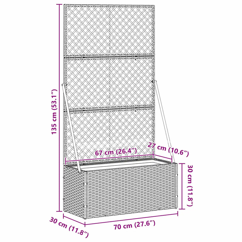 Garden Trellis Planter Black 70 x 30 x 135 cm Metal
