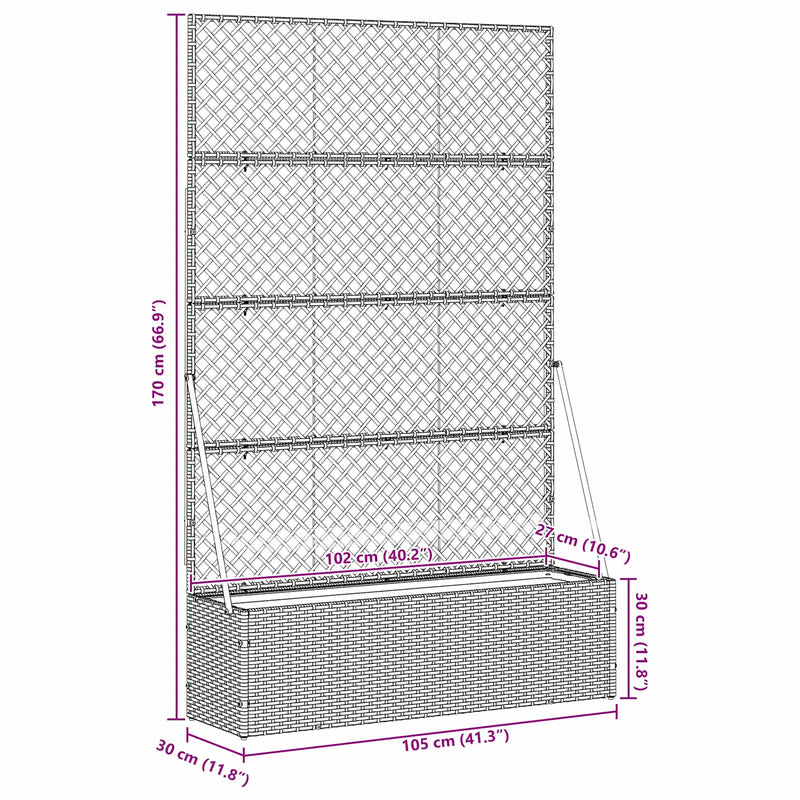 Garden Trellis Planter Black 105 x 30 x 170 cm Metal